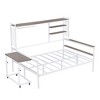 CAVINAS Full size bed for Kids, Metal Bed Frame Full with Movable Desk, Metal Grid, Shelves and Clothes Hanger for Bedroom, Living Room - 3 of 4