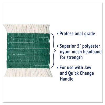 Medium White Cotton/Synthetic Fiber Wet Mop Head with Vinyl Headband