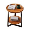 Round End Table, 19.69 IN Wood Tabletop & Black Metal Frame, 2-Tier Side Table for Living Room, Bedroom - 4 of 4