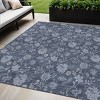 Denim Blue And Navy Blue Floral Washable Indoor Outdoor Area Rug - 2 of 4