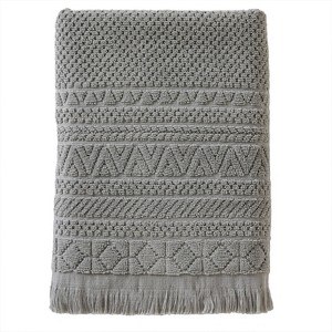 Geo Fringe Jacquard Bath Towel Gray - SKL Home - 1 of 3