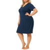 Agnes Orinda Women's Plus Size Solid Comfort Lace V Neck Short Sleeves Midi Knit Nightgowns - 2 of 4