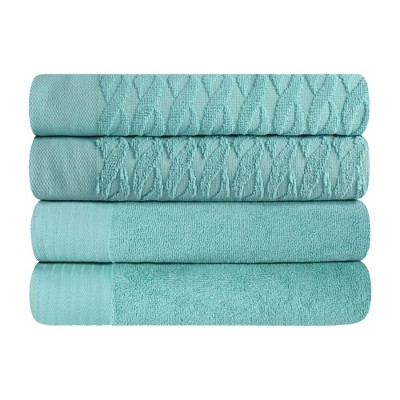 Premium Cotton Herringbone Medium Weight Bathroom Towel Set by Blue Nile Mills