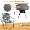 3-Piece Cast Aluminum Outdoor Dining Set: Round Table, Stackable Chairs & Red Cushions - All-Weather Patio Furniture for Your Backyard - 4 of 4