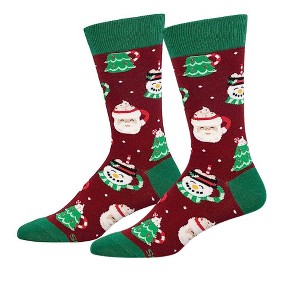 Socksmith 20.0 Inch A Cup Of Holiday Cheer Christmas Socks (1 Pair) , Santa Claus, Snowman, Tree (1PC) - 1 of 3