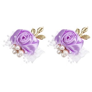 Unique Bargains Decorative Wedding Prom Party Artificial Rose Wrist Corsages 2.76" - 1 of 3