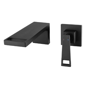 Sumerain Waterfall Brass Wall Mount Bathroom Sink Faucet, Vanities Faucets, Matte Black - 1 of 4
