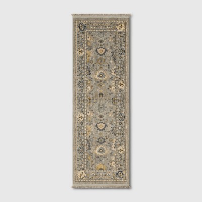 2'3"x7' Runner Damask Woven Persian Boarder Accent Rug Gray - Threshold™