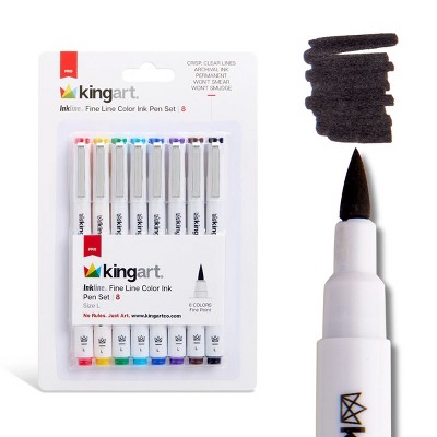 KINGART Inkline™ Large Tip Pens 8 Colors
