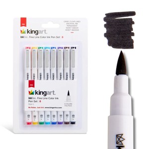KINGART Inkline™ Large Tip Pens 8 Colors - 1 of 4