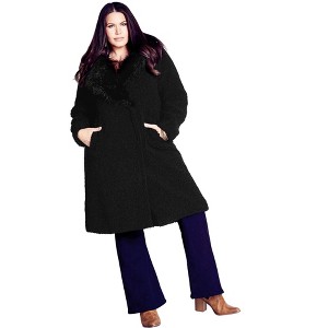 Avenue Women's Plus Size Teddy Faux Fur Jacket - 1 of 4
