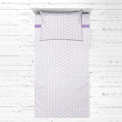 Bacati - Floret Purple Muslin 3 pc Toddler Bed Sheet Set 100 percent cotton