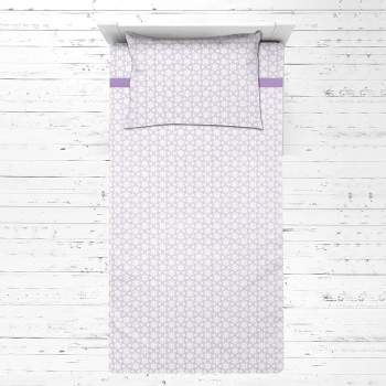 Bacati - Floret Purple Muslin 3 pc Toddler Bed Sheet Set 100 percent cotton