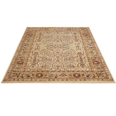 Ivory Floral Rectangular Synthetic Area Rug 45" x 7"