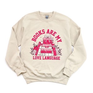 Simply Sage Market Women's Graphic Sweatshirt Books Are My Love Language Heart - 1 of 4