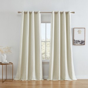 HLC.ME Camden 100% Complete Full Blackout Winter Thermal Insulated Noise Reducing Window Curtain Grommet Panels, Set of 2 - 1 of 4