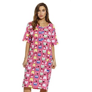 Just Love Womens Nightgown - Short Sleeve Henley Oversized Sleepwear Gown - 1 of 1