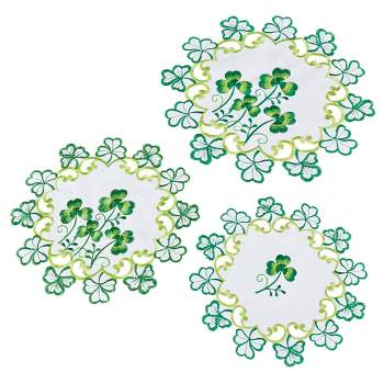 Collections Etc Embroidered Shamrock Leaves Cutwork Table Linens