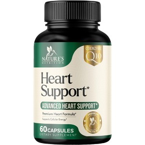 Heart Supplements for Men & Women 1650mg, Antioxidants Heart Health CoQ10, Hawthorn, Plant Sterol Vitamins - 60 Capsules By Nature's Nutrition - 1 of 4