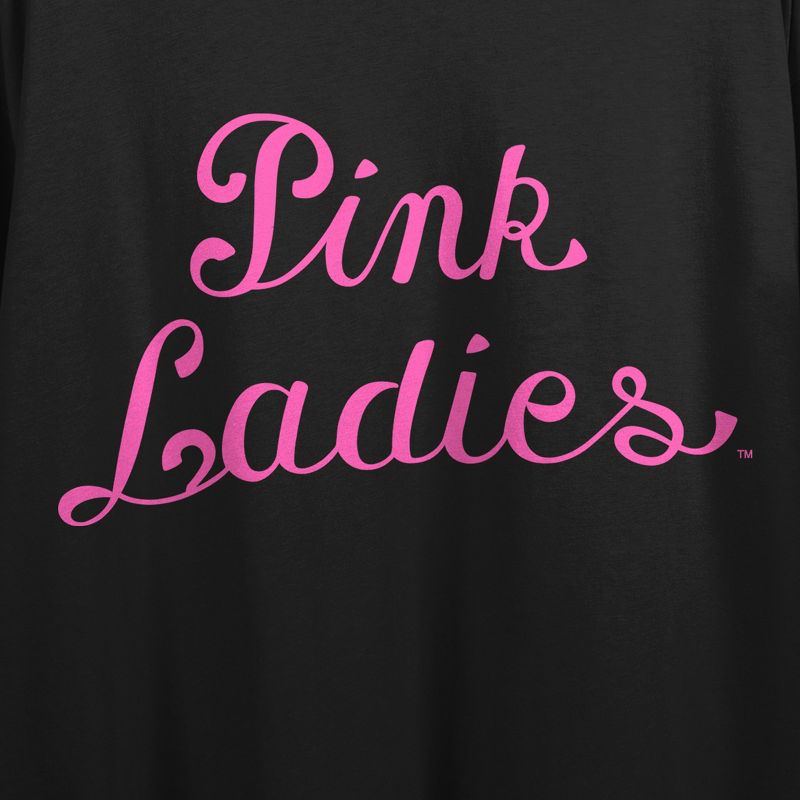 Grease Pink Ladies Logo Women's Black Cropped Tee With Short Sleeves and Crew Neck, 2 of 3