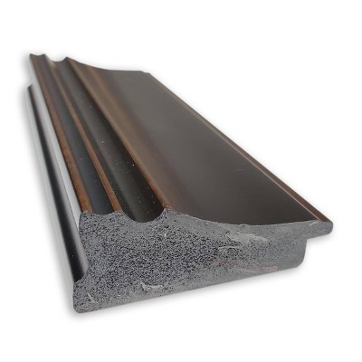 Dark Wood and Bronze Rectangular Wall Bath Mirror