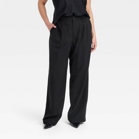 Women's High-rise Straight Trousers - A New Day™ Black 18 : Target