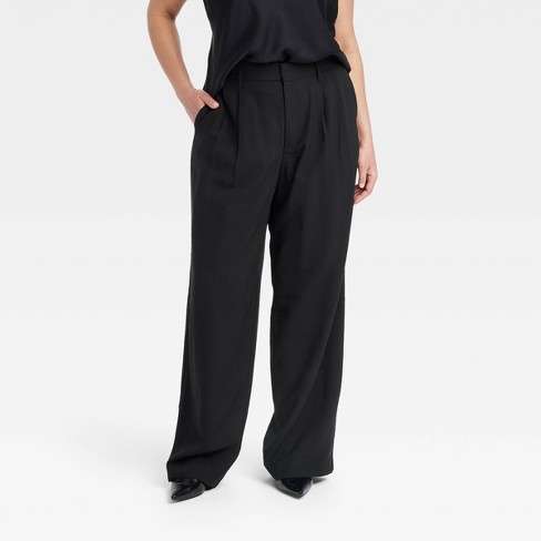 Women's High-Rise Straight Trousers - A New Day™ Black 18