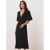 Allegra K Women's Deep V Neck Short Sleeve A Line Swing Flared Midi Dress - 2 of 4