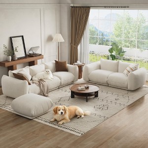 Sofa Set, Modular Chenille Cloud Couch  Deep Seat Boneless Sofa for Small Space Living Room/Office White - 1 of 4