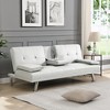55'' PVC Sofa Bed with Armrests, Wood Frame and Stainless Steel Legs with Cup Holders - 2 of 4