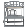 YOOCOZZ Full-Wooden Loft Bed with U-Shaped Study Desk, Built-In Storage and 3-Panel Mirror - Gray - 4 of 4