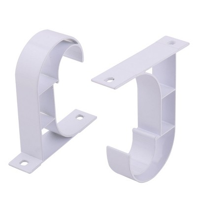 Unique Bargains Window Drapery Ceiling Hanging Holder Wall Curtain Rod Bracket Set of 2 Fits 1 Rod