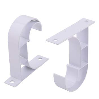 Unique Bargains Window Drapery Ceiling Hanging Holder Wall Curtain Rod Bracket Set of 2 Fits 1" Rod