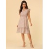 Allegra K Women's Floral Flutter Sleeves V Neck Smocked Ruffle Sundresses - 3 of 4