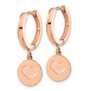 Chisel Stainless Steel Polished Rose IP-plated Heart Dangle Hoop Earrings - 2 of 4