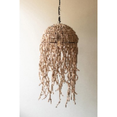 Jellyfish-Inspired Pendant Light – Wooden Bead Chandelier – 38"Tall by Kalalou