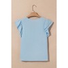Amaryllis Women’s Double Layer Ruffle Sleeve Crinkled Textured Woven Scoop Neck Blouse Lightweight - 4 of 4
