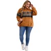 Agnes Orinda Women's Plus Size 1/4 Zip Fleece Long Sleeve Fuzzy Casual Western Aztec Print Pullover Sweatshirt with Pockets - 3 of 4