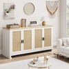 Buffet Cabinet, 60" Rattan Farmhouse Storage Sideboard with 4 Doors - Adjustable Shelves for Dining Room Living Room Entryway - 3 of 4