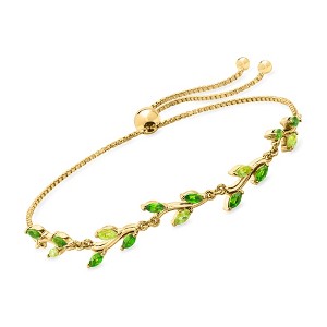 Pure Collection by Ross-Simons 0.70 ct. t.w. Chrome Diopside and .30 ct. t.w. Peridot Leaf Bolo Bracelet in 18kt Gold Vermeil Size - 1 of 4