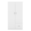 2-Door Wooden Wardrobe with 5 Fixed Shelves and 1 Drawer, Clothing Armoire with Hanging Rod 4Q - ModernLuxe - 4 of 4