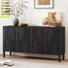 ORRD 59.8" 4-Door Black Sideboard Hidden Handle, Solid Ash Veneer Farmhouse Storage for Living/Dining/Hallway & Office - 2 of 4