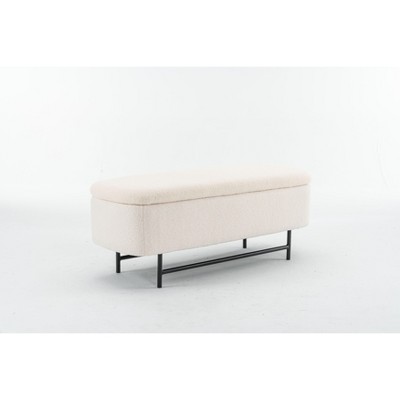 PAGED 18.5" H Storage Ottoman Modern Foot Stool Entryway Bench with Rubber Wood Legs and Soft Seat for Entryway, Bedroom