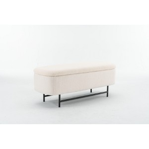 PAGED 18.5" H Storage Ottoman Modern Foot Stool Entryway Bench with Rubber Wood Legs and Soft Seat for Entryway, Bedroom - 1 of 4