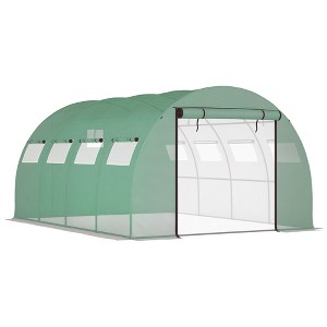 13' x 10' x 6.5' Walk-in Tunnel Greenhouse with 2 Zippered Mesh Doors & 10 Mesh Windows, Upgraded Gardening Plant Hot House - 1 of 4