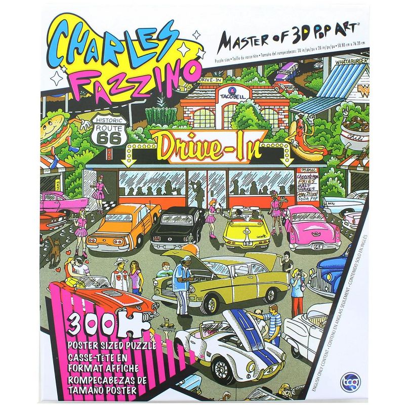 TCG Charles Fazzino Pop Art Route 66 300 Piece Poster Sized Jigsaw Puzzle, 1 of 7