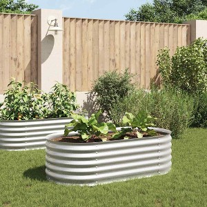 vidaXL Garden Raised Bed Silver Galvanized Steel Large Tough - 1 of 4
