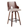 Set of 2 Ariana Upholstered Counter Height Barstools Beige: Swivel Seat, Wood Armrests - Lumisource - 2 of 4