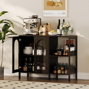 Cabinet, Sideboard Buffet Cabinet, Glass Arch Door, 2 Golden Handles & Adjustable Shelves - 1 of 4