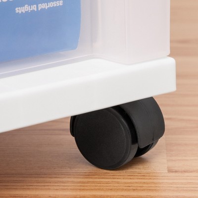 IRIS USA 5 Drawer Clear Plastic Drawer Cart Rolling Storage, White